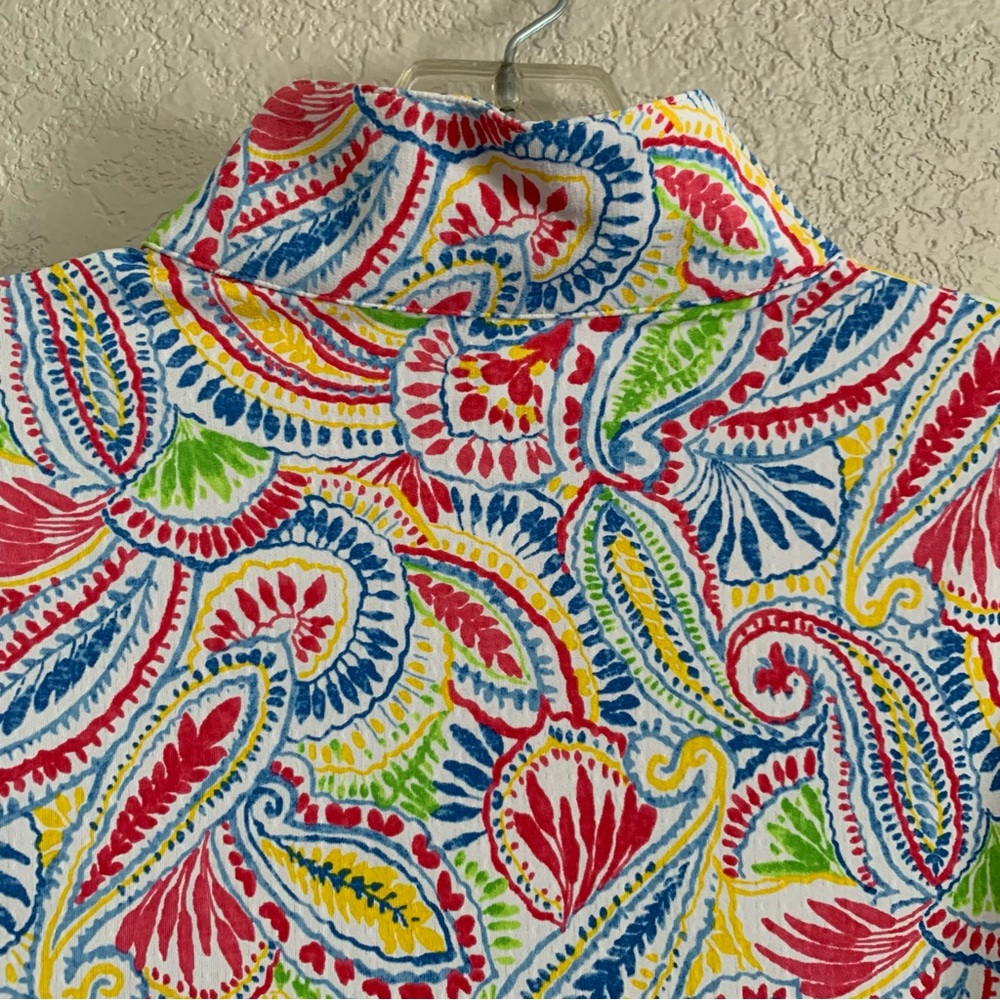 NWT Ibkul 1/4 Zip Shirt Top Womens M Golf Tennis Paisley UPF50 Mesh Vent Preppy - Picture 9 of 16
